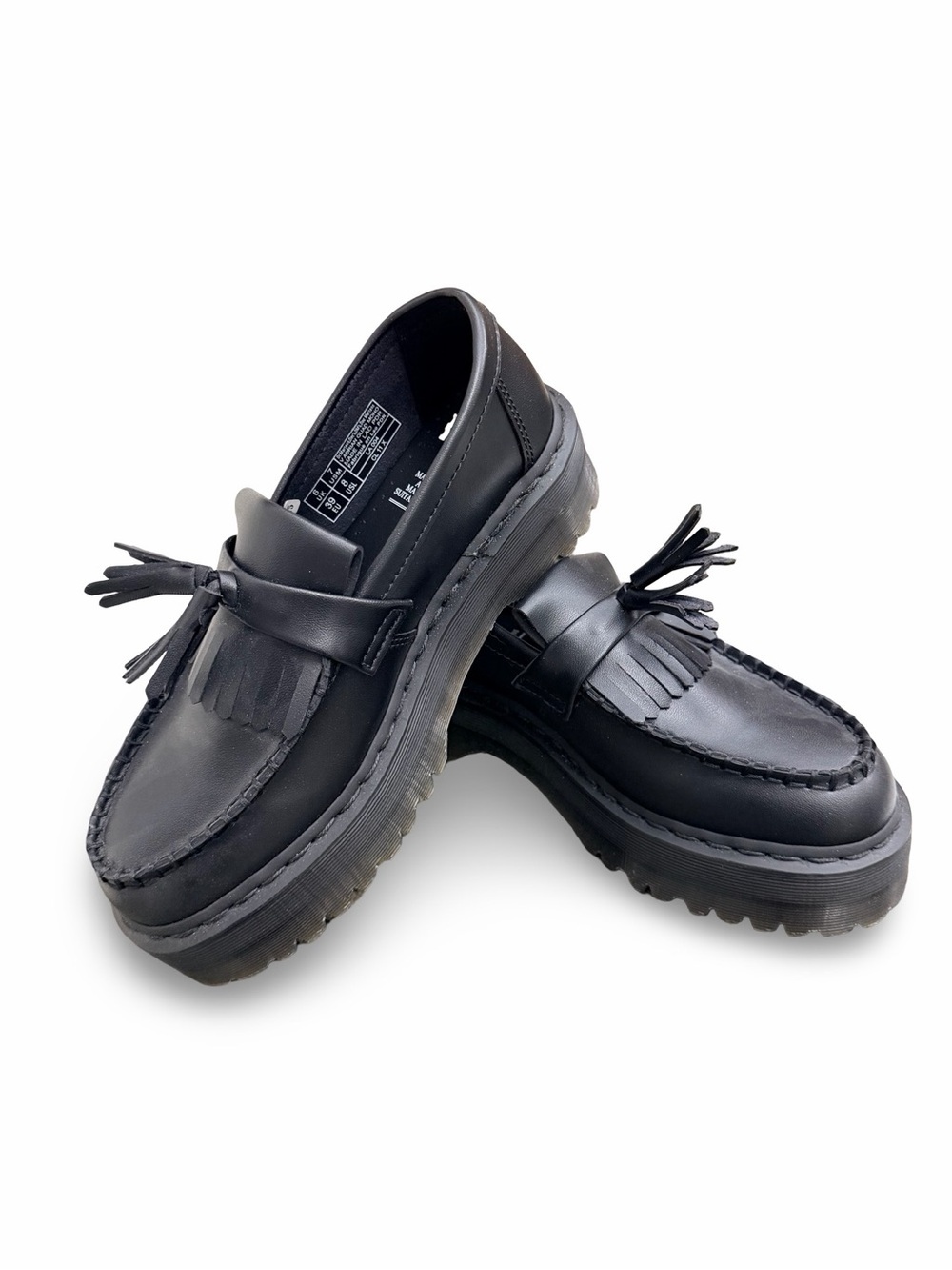 Dr. Martens Vegan Adrian Quad Mono Black Platform Loafers size 8 women’s - Picture 7 of 9